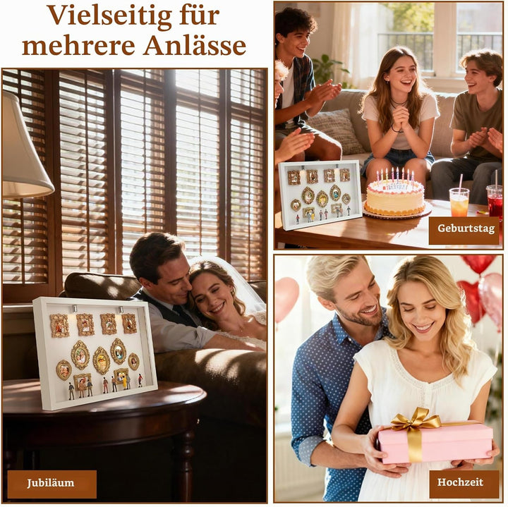 DIY Mini Museum Silhouette Box mit Vintage Mini Bilderrahmen Gold &amp; Figuren,Figuren Menschen Museum