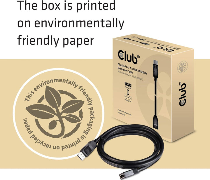 Club 3D DisplayPort-Kabel 1.4 Verlängerungskabel 2Meter, CAC-1022 2 m, Stecker-Buchse, 2 m, Stecker-
