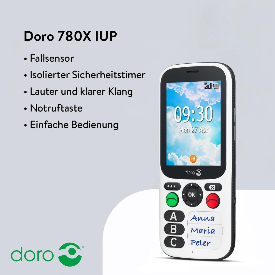 Doro - 780X IUP (PTI) – tragbares 4G entsperrt – Alarm für Arbeiter isoliert – GPS – Assistenztaste