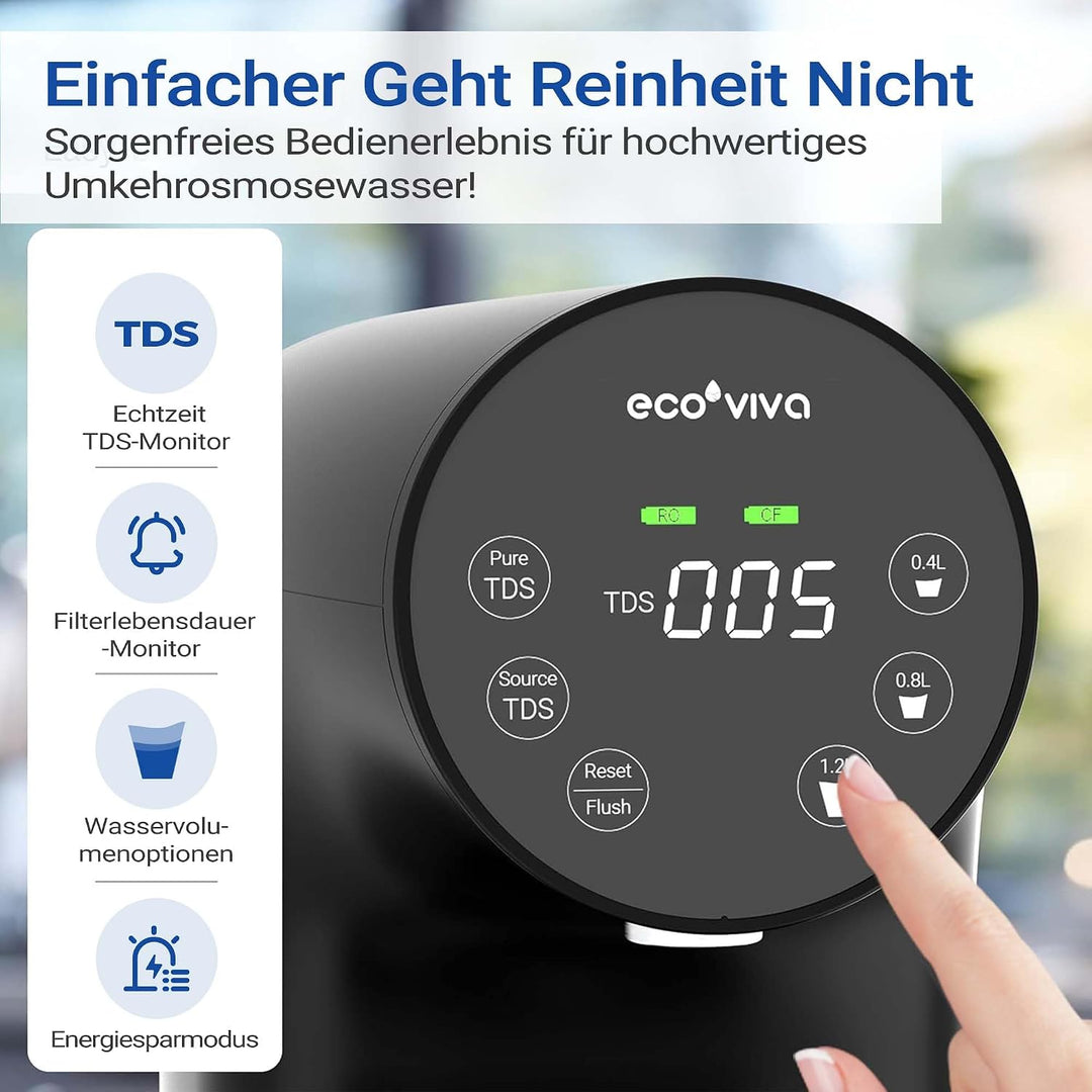 Ecoviva Ersatz-CF-Filterkartusche für Arbeitsplatten-Umkehrosmoseanlage WP-RO-200G, CF