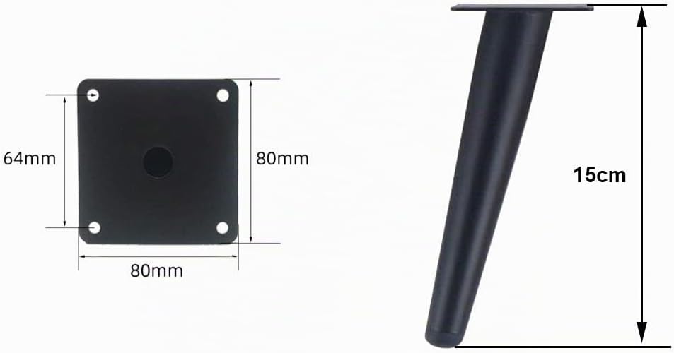 Drenky 4 Stück schräge Tischbeine,Metallschrankbeine,Kegel Möbelbeine,Rostfreier Stahl,Schwarz lacki