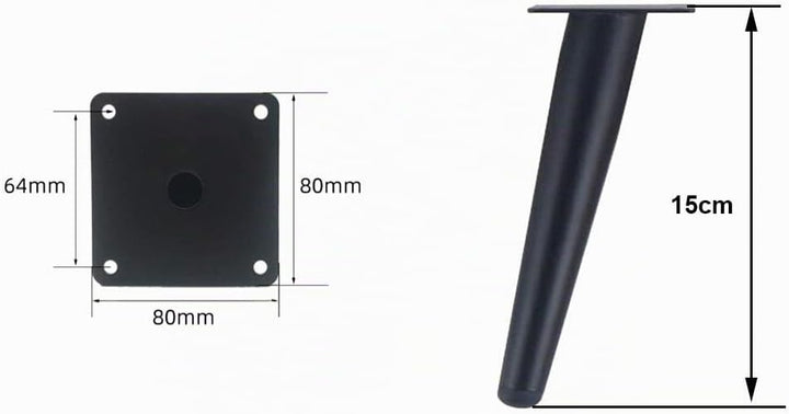 Drenky 4 Stück schräge Tischbeine,Metallschrankbeine,Kegel Möbelbeine,Rostfreier Stahl,Schwarz lacki
