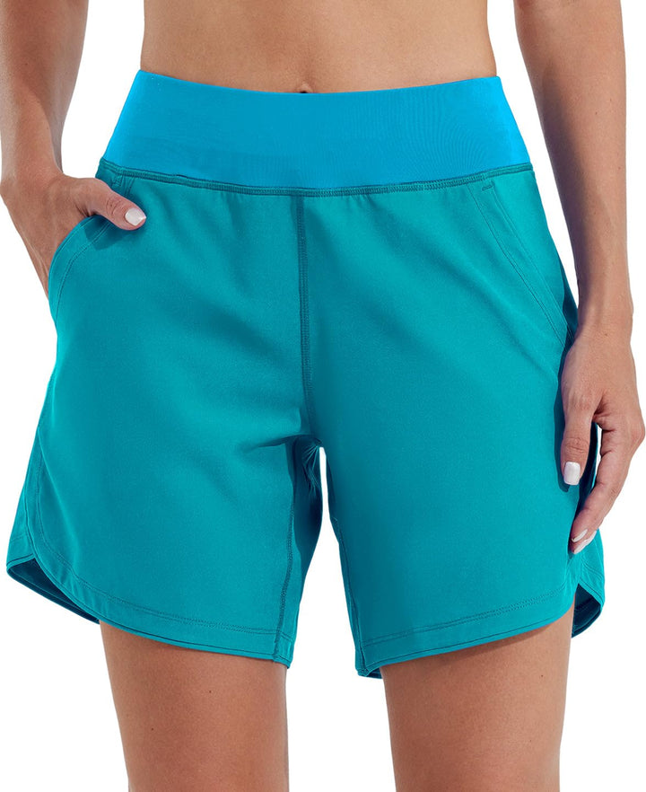 WILLIT Badeshorts Damen Badehose Schwimmen Boardshorts Schnelltrocknend Sommer Bikini Shorts High Wa