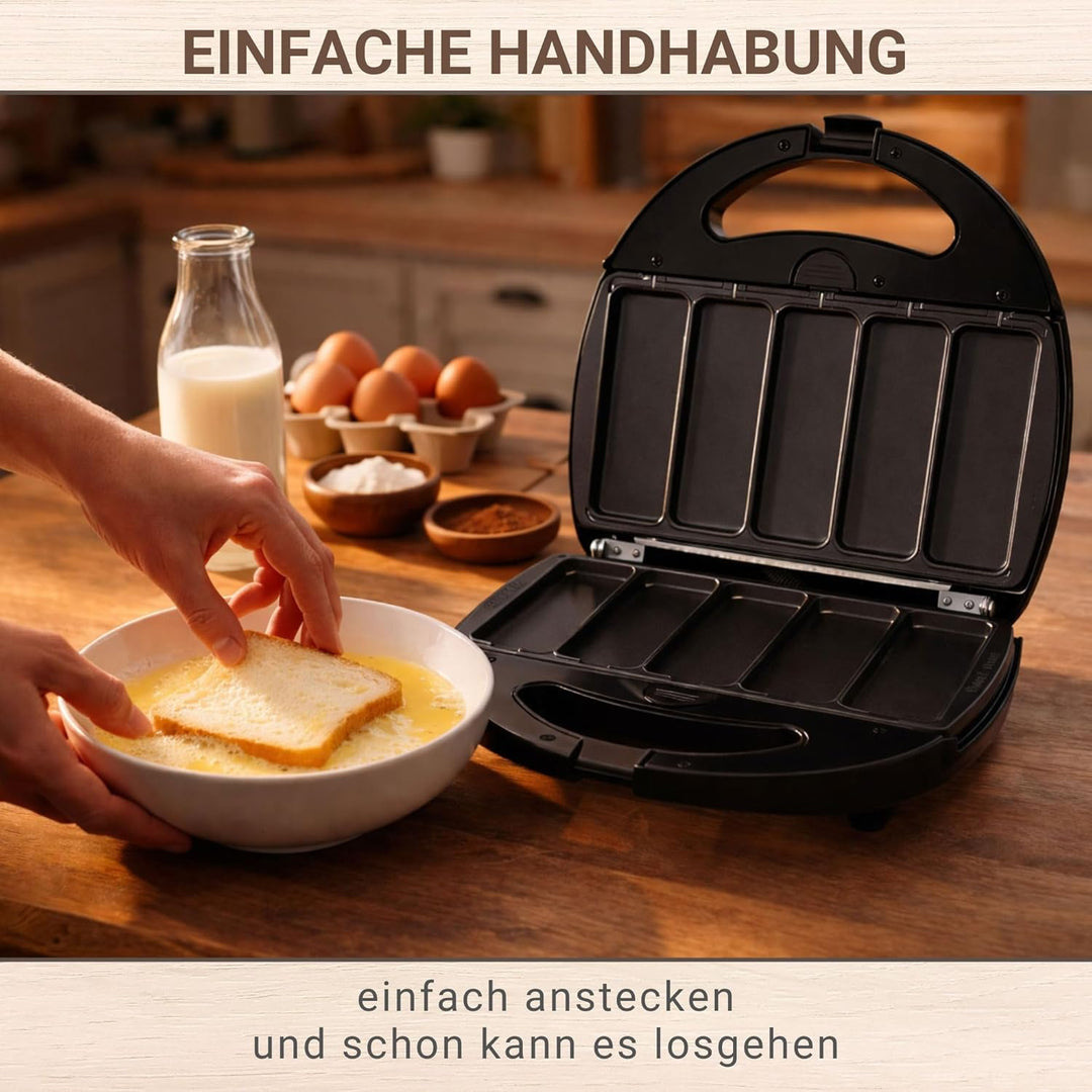 Syntrox Germany French Toast Maker Arme Ritter Chefmaker SM-1300W French Toast mit herausnehmbaren B