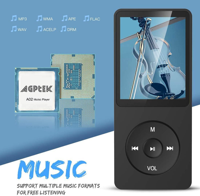 AGPTEK MP3 Player, 8GB verlustfrei MP3 mit 1,8 Zoll Bildschirm, 70 Stunden tragbare Musik Player mit