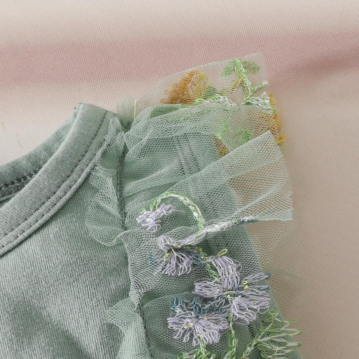 Babykleidung für Neugeborene Mädchen Gerüschtes Kleid mit Blumendruck Sommer Outfits Süsses Schleife