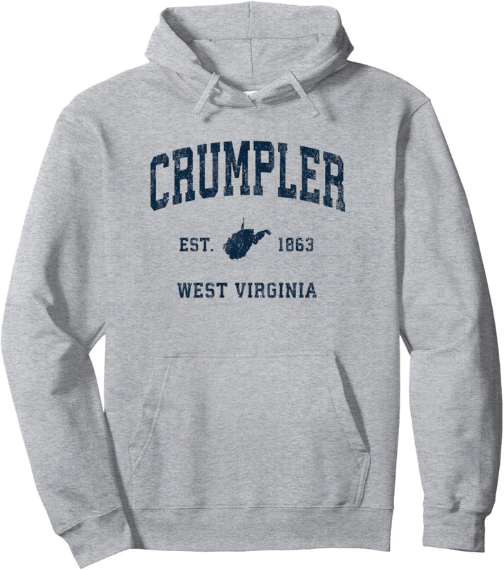Crumpler West Virginia WV Vintage Athletic Navy Sports Design Pullover Hoodie