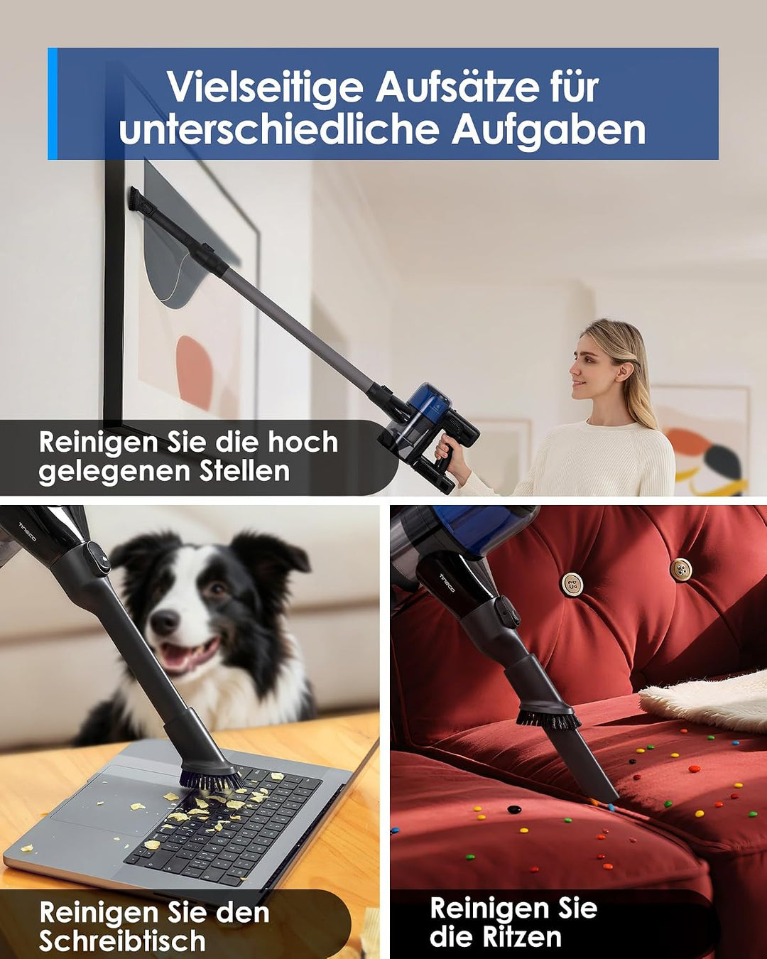 Tineco Pure ONE S30 Akku Staubsauger, 150AW Saugleistung, bis zu 65 Min. Laufzeit, ZeroTangle-Bürste