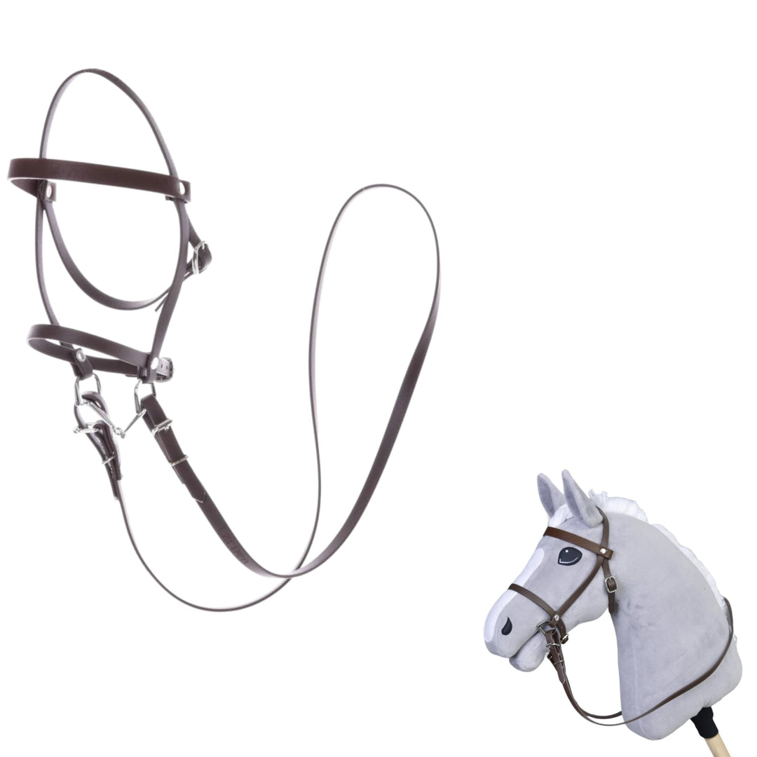 LarDen Hobby Horse Trense mit Zügeln | Komplettes Zaumzeug mit Nasenriemen Light Brown | Hobbyhorse