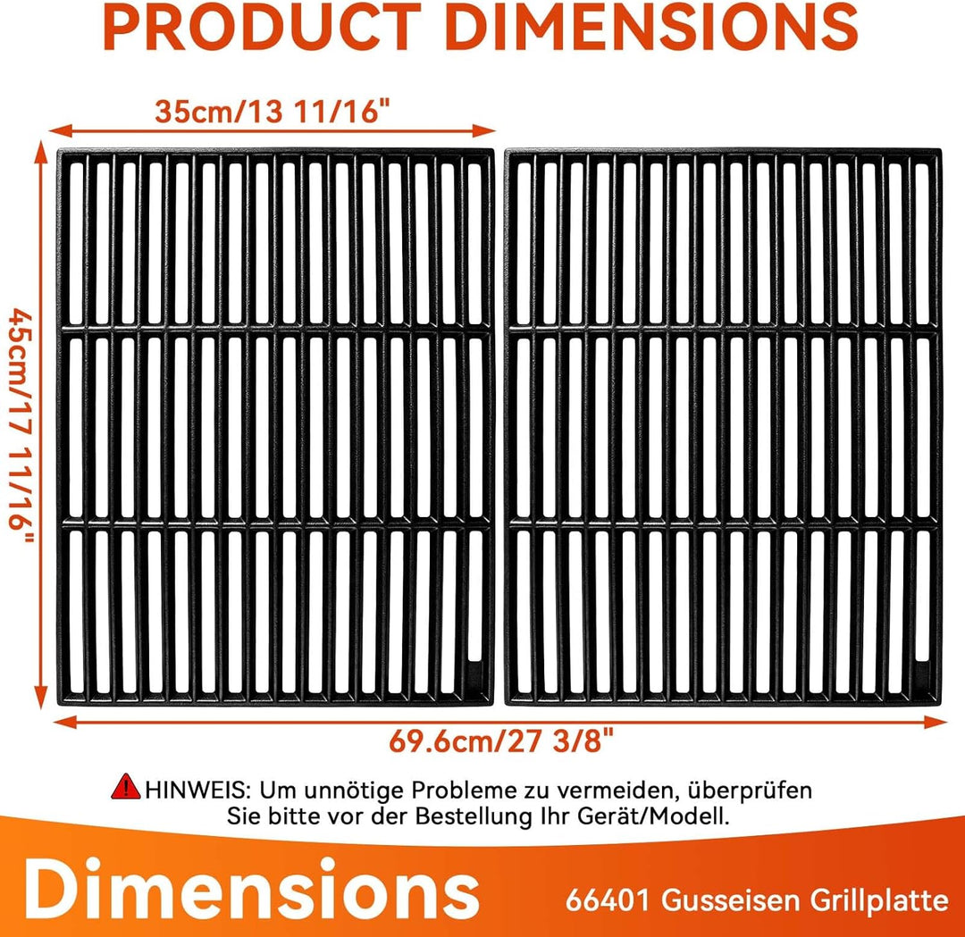 Gusseisen Grillroste für Rösle Videro G4-S, 45 x 70 cm Grillrost Ersatzteile für Enders Kansas Pro 4