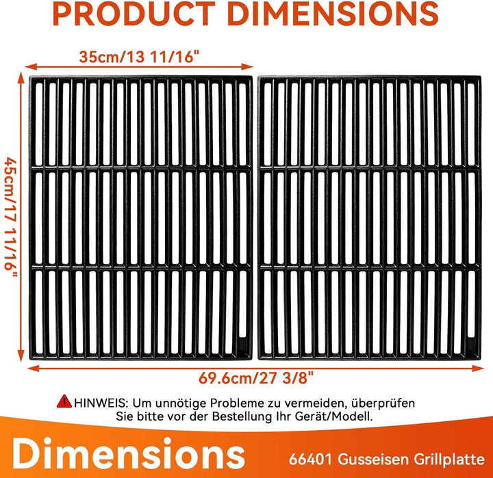 Gusseisen Grillroste für Rösle Videro G4-S, 45 x 70 cm Grillrost Ersatzteile für Enders Kansas Pro 4
