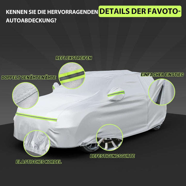 Favoto Autoabdeckung Vollgarage Auto Abdeckplane Staubdicht Wasserdicht Autohülle Autoplane Winter &amp;