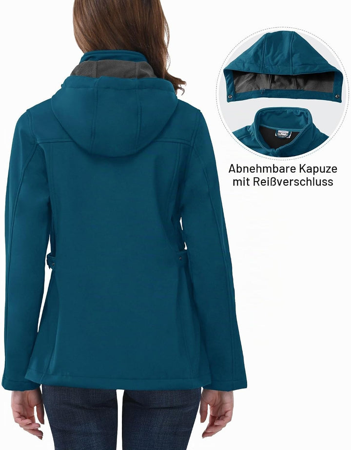Outdoor Ventures Damen Softshelljacke Kurze Gefütterte Funktionsjacke Wasserdichte Übergangsjacke mi