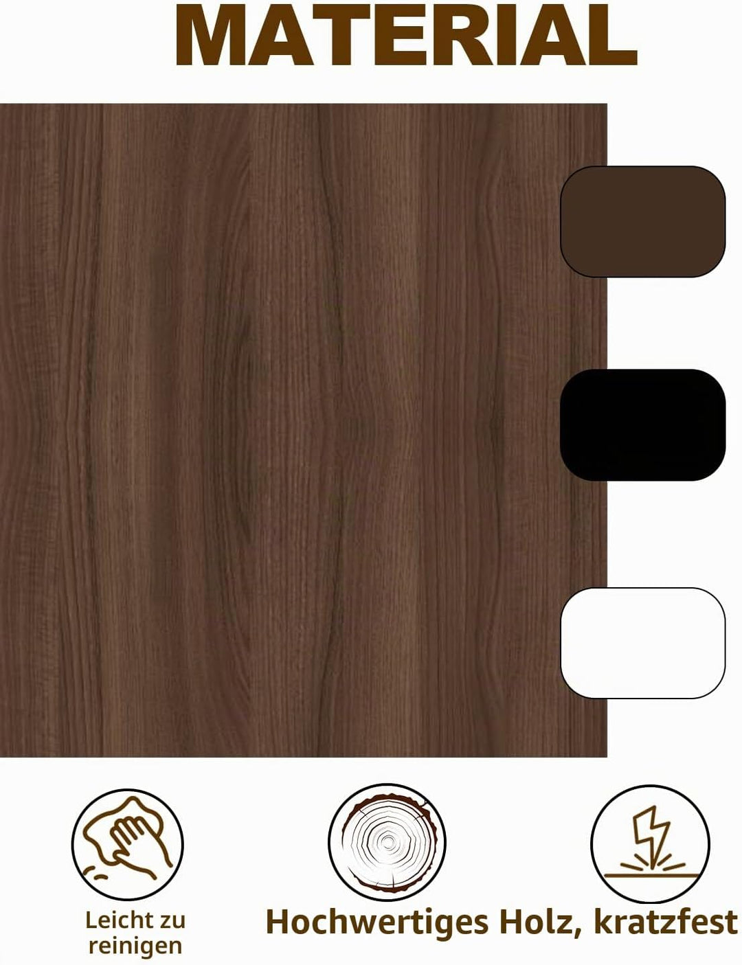 Beistelltisch Rund Holz, 360°Rotierend Höhenverstellbarer Beistelltisch mit Kantenschutz, Rutschfest