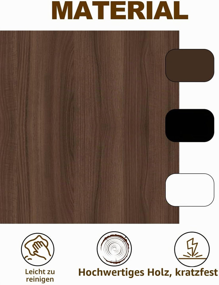 Beistelltisch Rund Holz, 360°Rotierend Höhenverstellbarer Beistelltisch mit Kantenschutz, Rutschfest