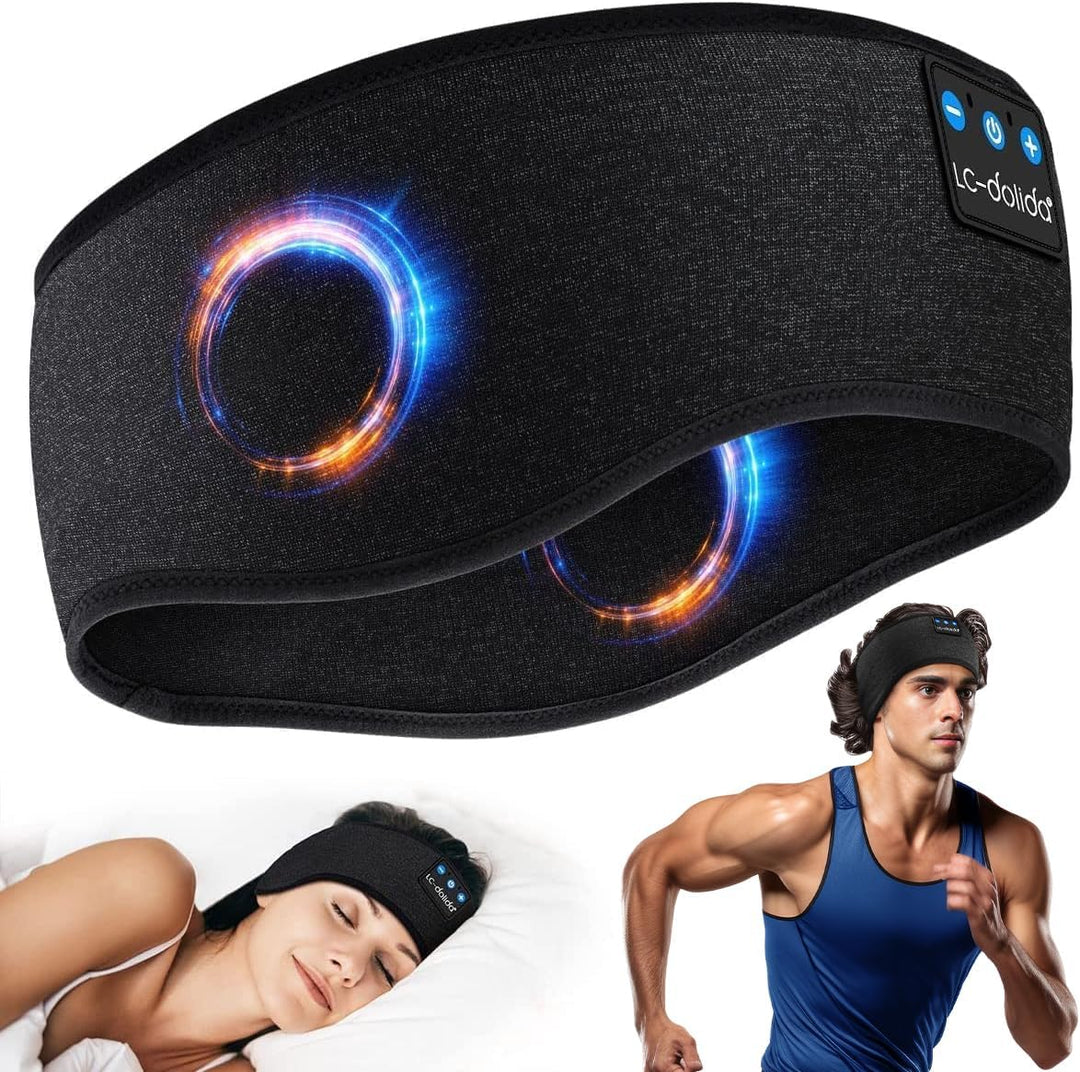 LC-dolida Schlafkopfhörer Bluetooth 5.4, Schlaf Stirnband Kopfhörer Headband Schlafmaske, Sportskopf