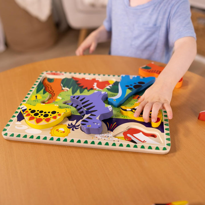 Melissa & Doug 13747 Dinosaurs Chunky Puzzle Puzzles Wooden Toy 3+ Gift for Boy or Girl, 2.54 cm*30.