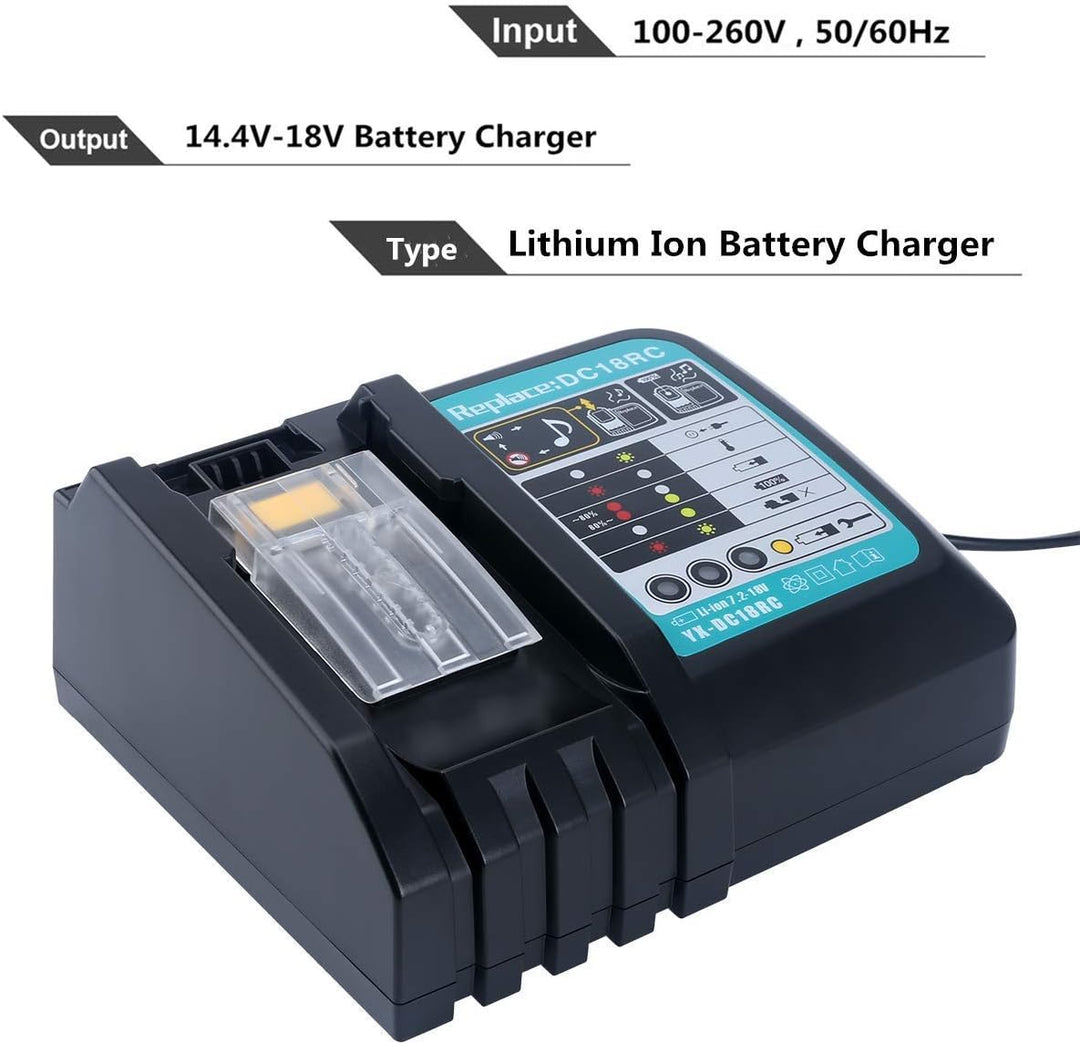 VANTTECH 3A DC18RC Li-Ion Ersatz Ladegerät für Makita 14.4V ~ 18V BL1830 BL1840 BL1850 BL1815 BL1430