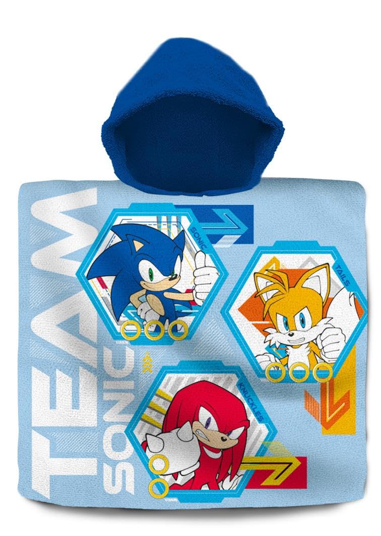 Kids Licensing Badeponcho (60x60cm, Baumwolle), Sonic the Hedgehog