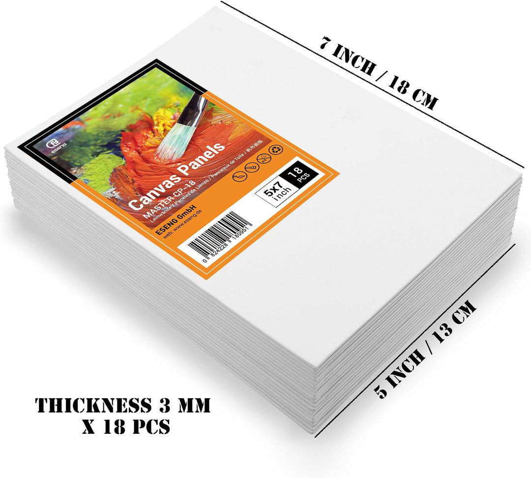 ESENG® Malkarton, 100% Baumwolle, 3mm dick (12.7x17.8 cm | 5x7 Zoll, 18 Stück) 5x7 Zoll | 18 Stück,