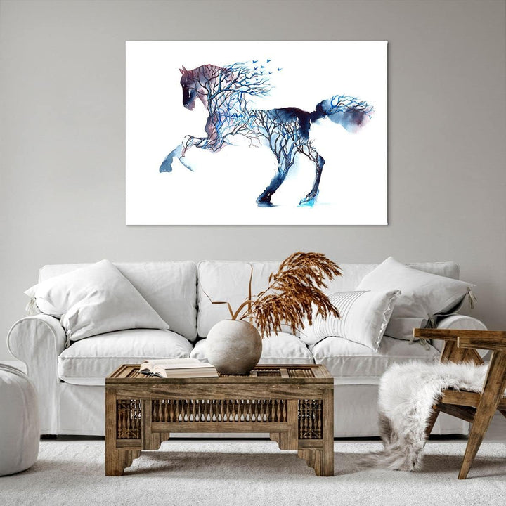 Bilder auf Leinwand 100x70cm Leinwandbild natur malen schön Hengst Gross Wanddeko Bild Schlafzimmer