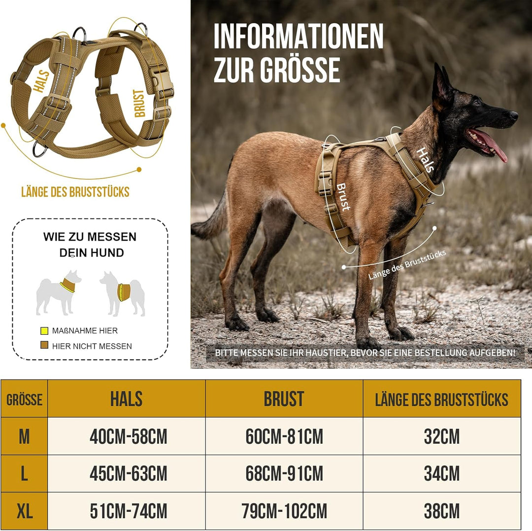 OneTigris Hundegeschirr, Diesel Einstellbar Taktisches Geschirr Weich Gepolstert Brustgeschirr für m