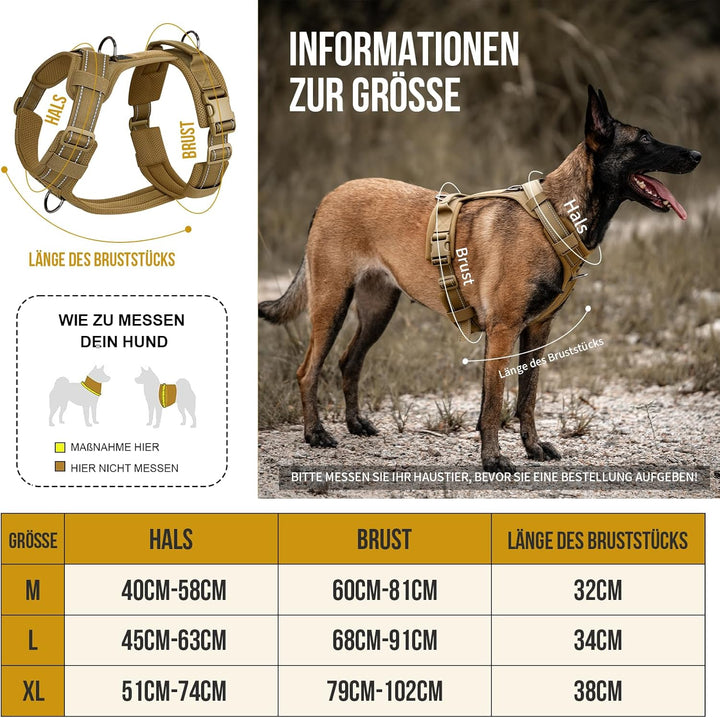 OneTigris Hundegeschirr, Diesel Einstellbar Taktisches Geschirr Weich Gepolstert Brustgeschirr für m