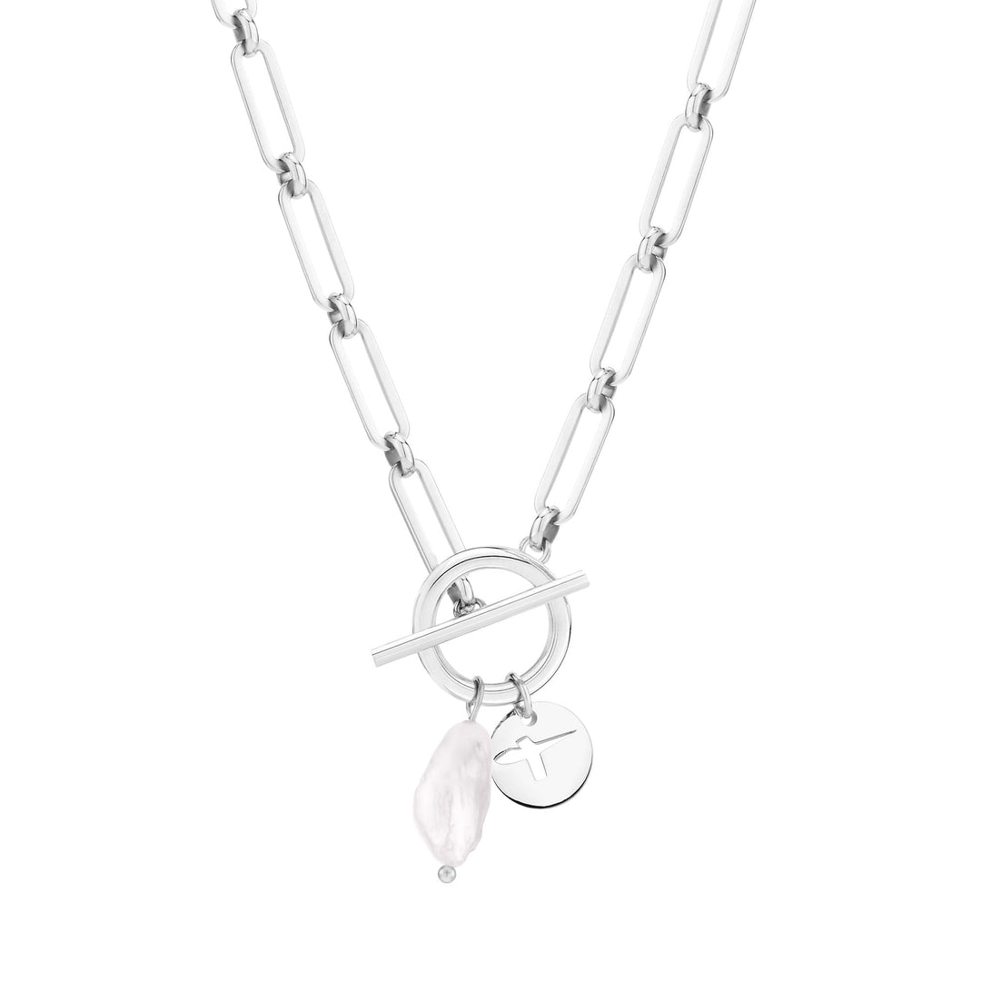 Tamaris Halskette für Damen, Halsschmuck mit Anhängern wasserfest aus Edelstahl Silber, Silber