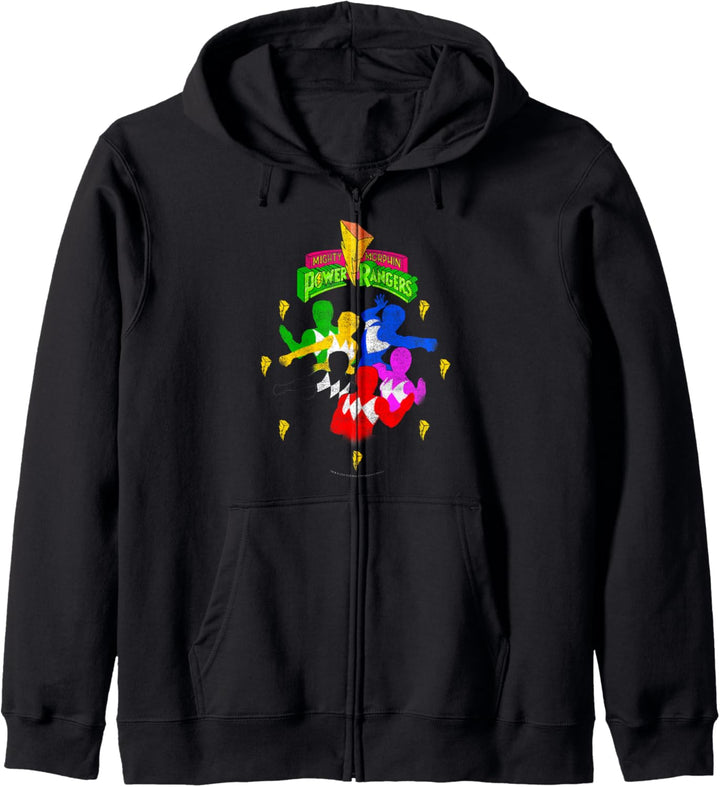 Power Rangers Distressed Group Minimalist Silhouettes Kapuzenjacke