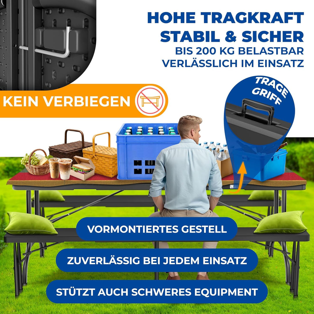 KESSER® Buffettisch Tisch klappbar Kunststoff 220x68 cm Campingtisch Partytisch Klapptisch Gartentis