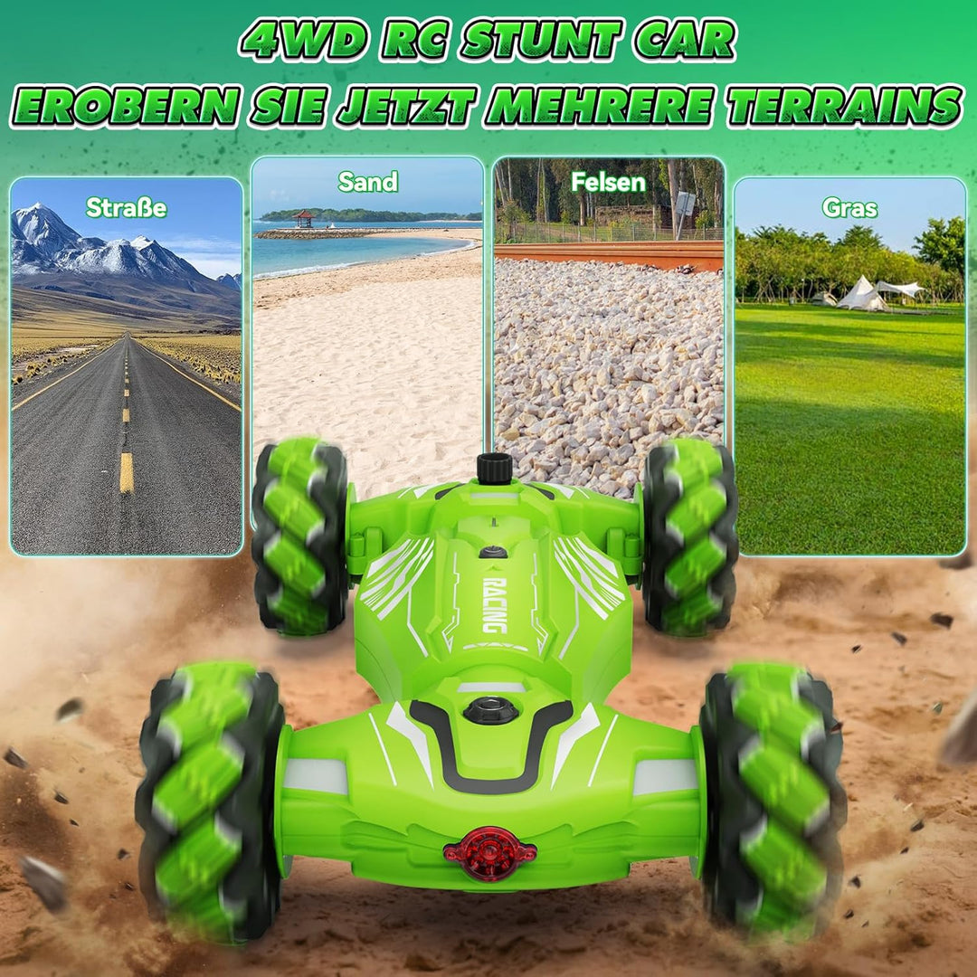 Dysaim Ferngesteuertes Auto, RC Stunt Car, 360°Drehung Drift 4WD RC mit Handsteuerung mit Licht Musi