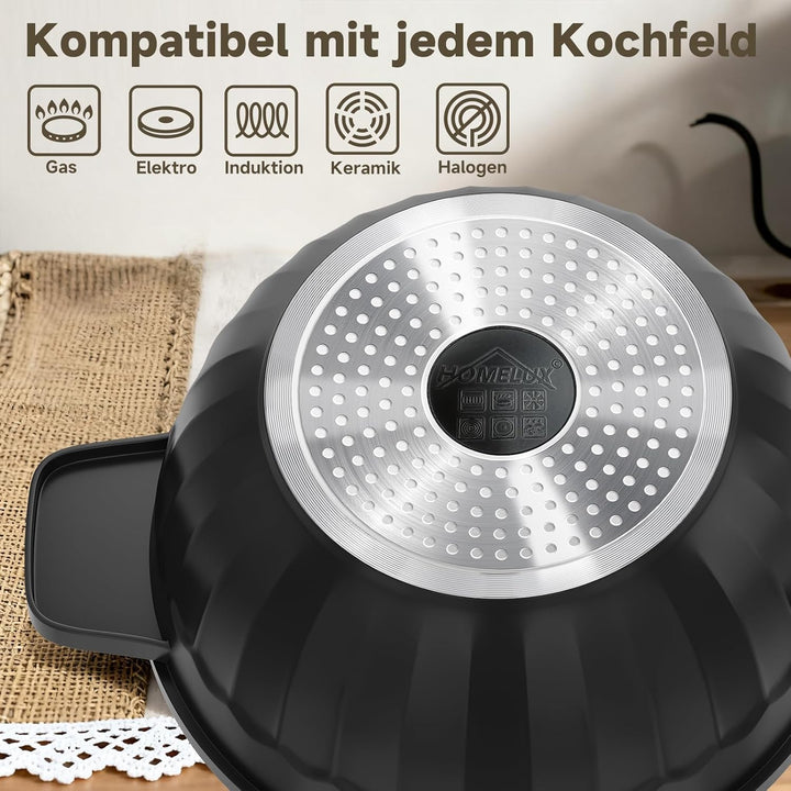 HOMELUX Topfset Induktion 8-teilig, 20/24/28/32cm Kochtopf Set mit Antihaftbeschichtet, Kochtöpfe In