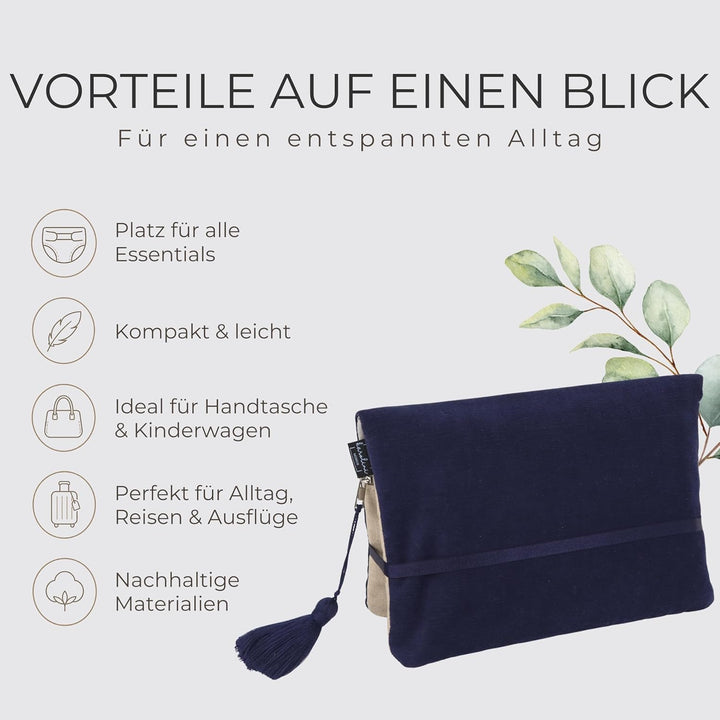 Karolini® Windeltasche Organizer Dunkelblau für unterwegs – kompakte Wickeltasche aus Cord (Bio Baum