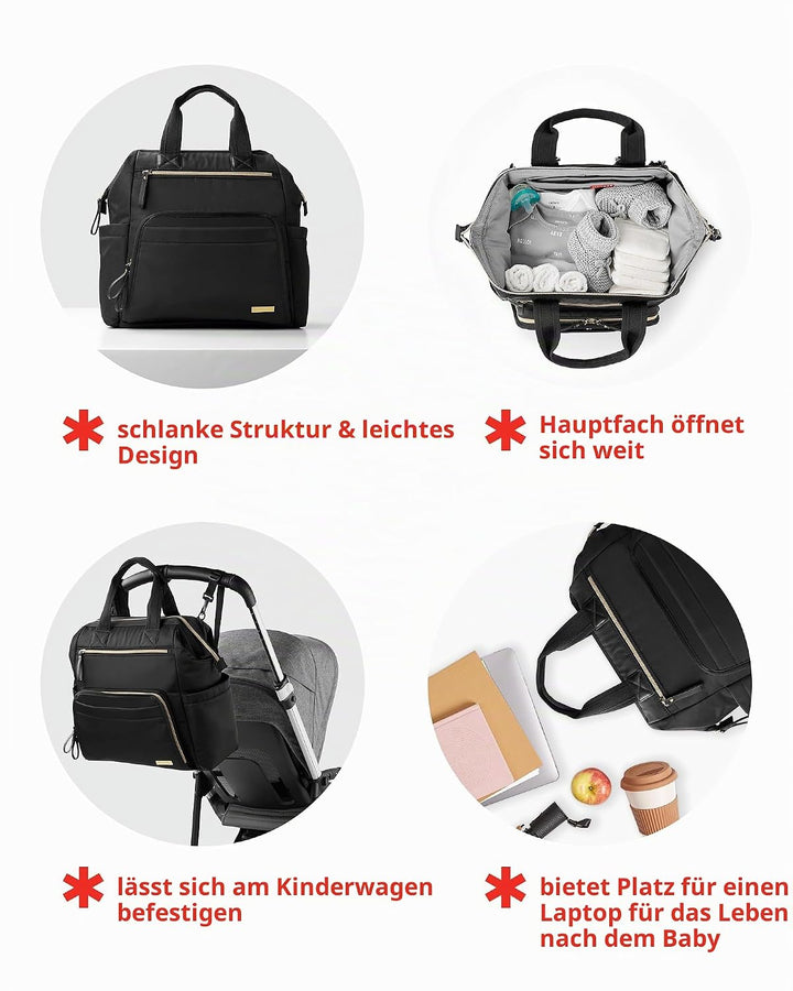 Skip Hop Wickeltaschen-Rucksack: Mainframe grosse Kapazität, breite offene Struktur mit Wickelunterl