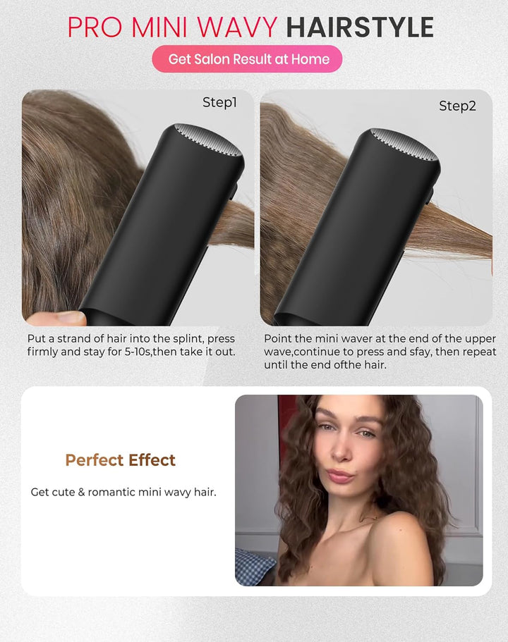 UKLISS Welleneisen - Mini Welleneisen für Haare, Reisegrösse Beach Waves Lockenstab, Mermaid Hair Wa