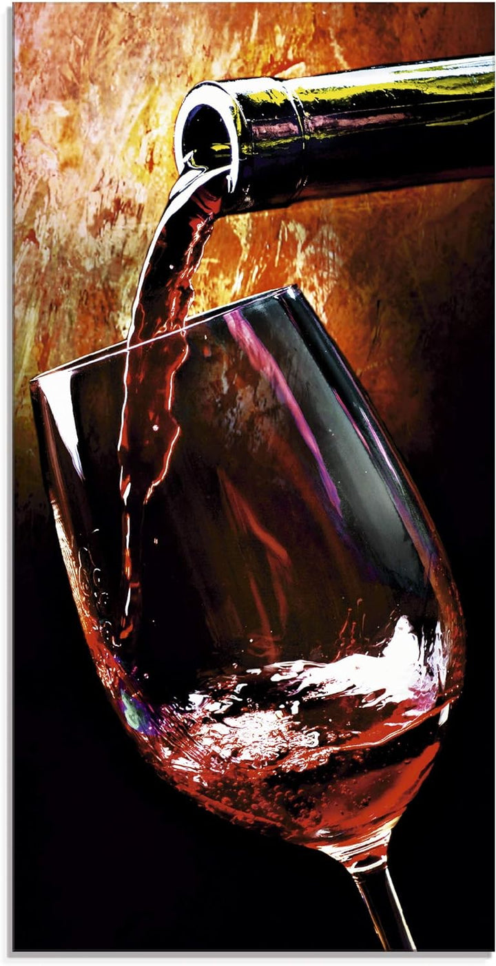 ARTland Glasbilder Wandbild Glas Bild einteilig 30x60 cm Hochformat Rotwein Lounge Bar Restaurant It