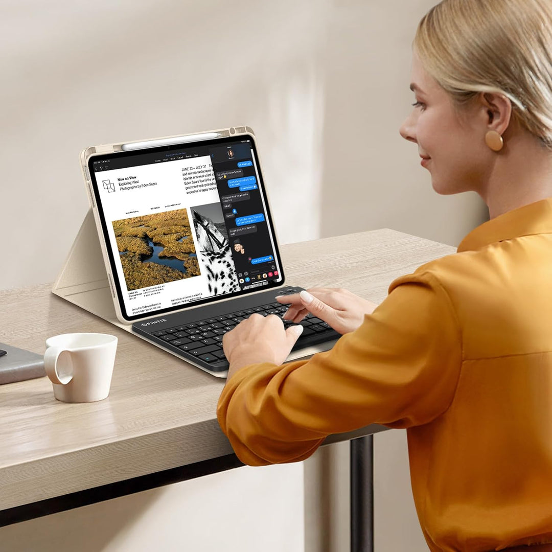 FINTIE Hülle mit Tastatur für iPad Air 13 Zoll M4/M3/M2 (2026/2025/2024), Soft TPU Rückseite Gehäuse