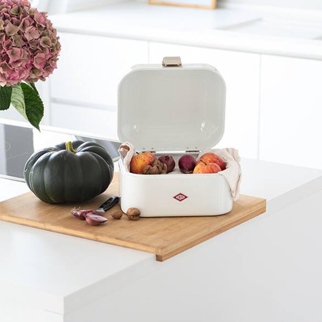 Wesco Mini Grandy Brotkasten in der Farbe weiss, pulverbeschichtetes Stahlblech, Lüftungslöcher und