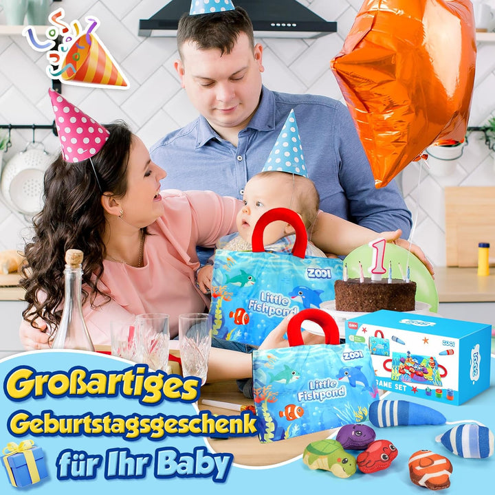 ZOOI Montessori Spielzeug ab 1 Jahr, 5 in 1 Motorikspielzeug Angelspiel, Spielzeug ab 1 2 3 Kinder J