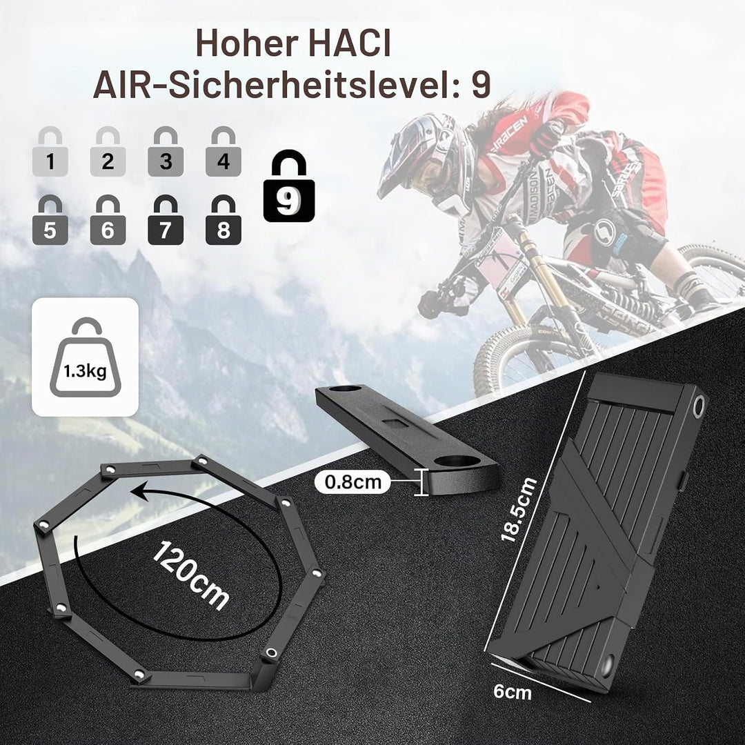IMAYCC Fahrradschloss Faltschloss Hohe Sicherheit, 120CM Bike Lock mit Halterung, Robustes Faltschlo