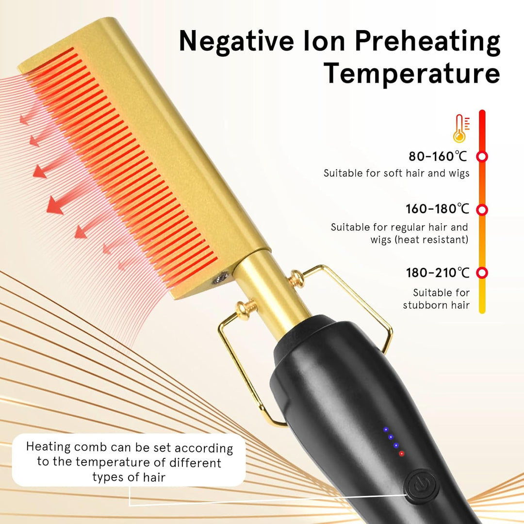 Elektrischer Heisskamm, 2 in 1 Elektrische kamm Haarglätter Glättbürste, 80℃-230℃ Electric Hot Comb