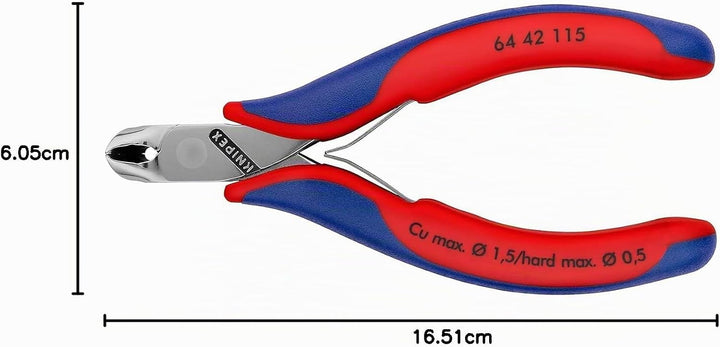 KNIPEX Elektronik-Vornschneider mit Mehrkomponenten-Hüllen 115 mm 64 42 115 kurzer Kopf, mit Facette