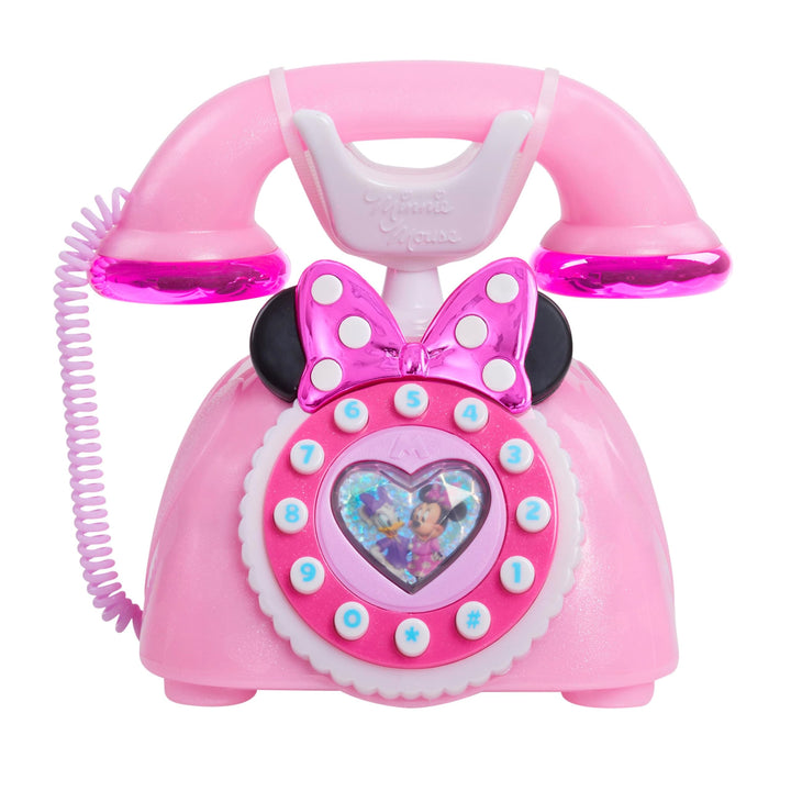 Disney Junior Minnie Mouse Ring Me Rotary Phone with Lights and Sounds, Interactive, Iridescent Pink