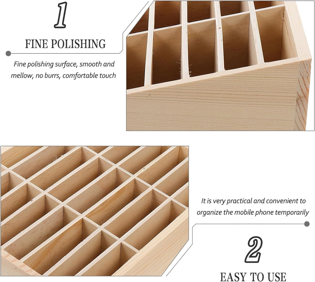 STOBOK 24-Gitter-Desktop-Aufbewahrungsbox Aus Holz Handyhalter Handy-Management-Speicher-Organizer F