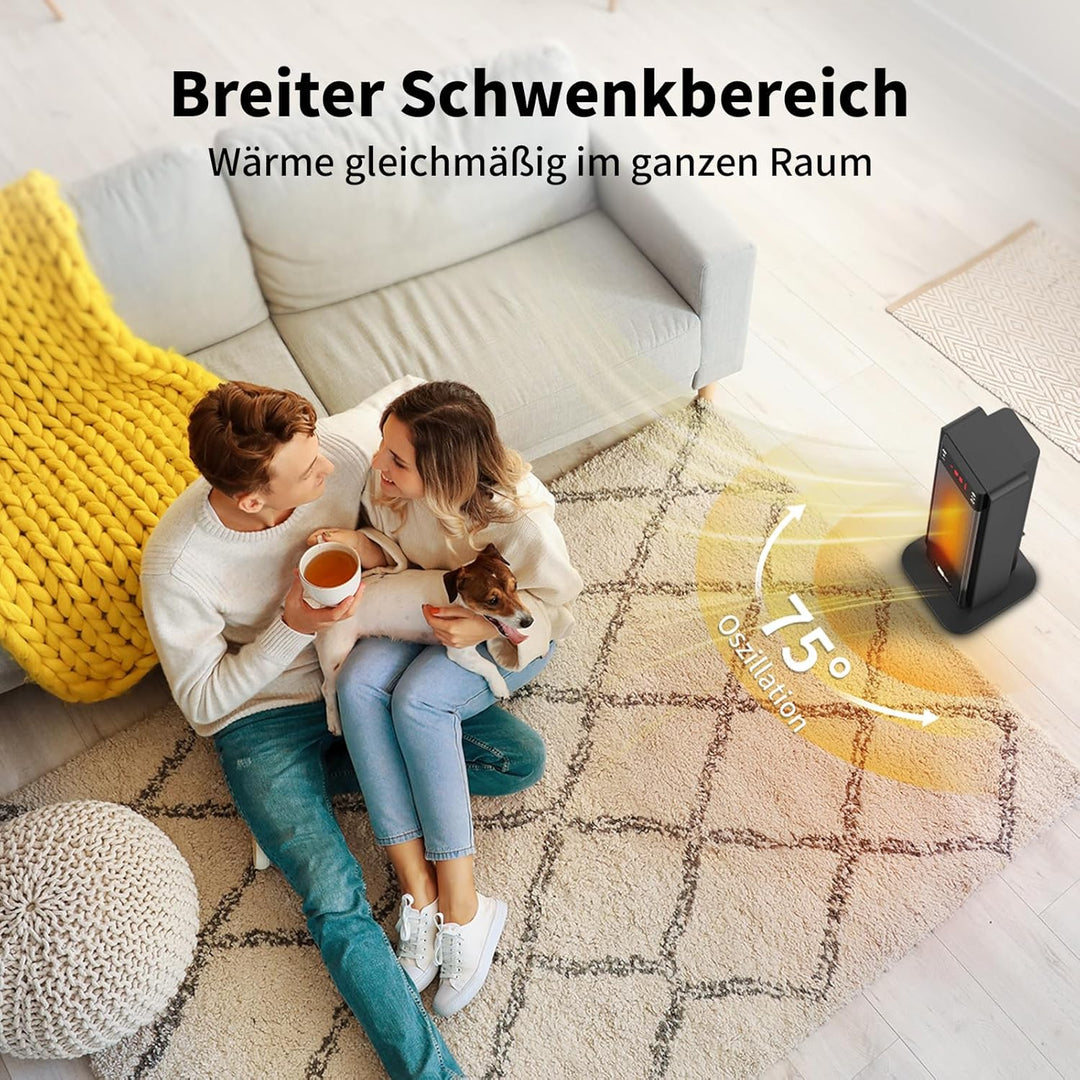aeco EcoHeat Boost 58cm Energiesparend Heizlüfter mit Fernbedienung, 2000W LED ECO-Modus, 24H Timer,