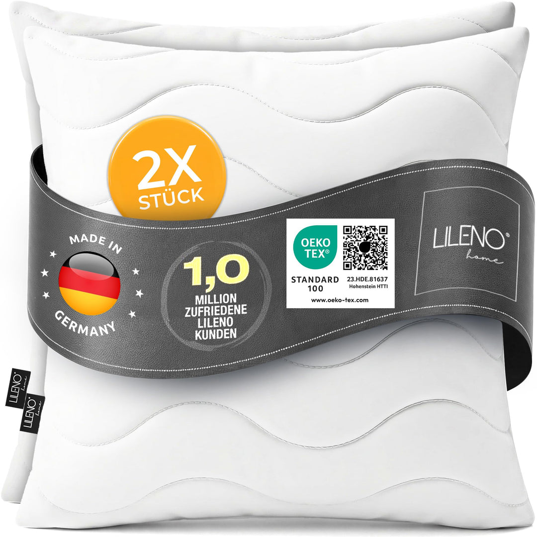 LILENO HOME Kopfkissen 50x50 cm [2er Set] als Kissen-Füllung - Bett oder Deko Kissen mit Reissversch