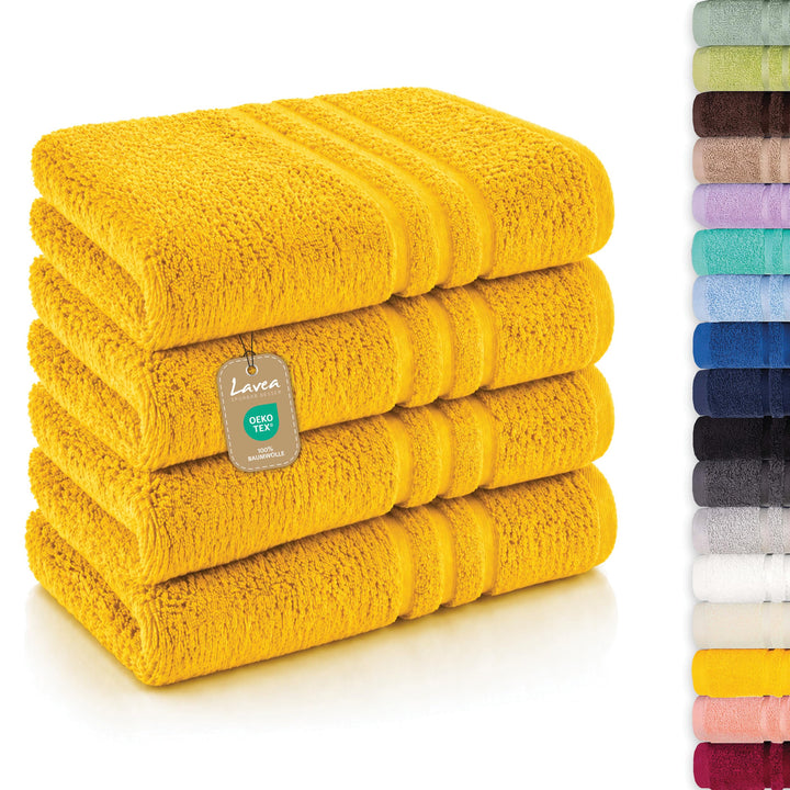 Lavea 4er Set Handtuch 50x100cm, Frottierserie Elena, Rapsgelb 4 x 50 x 100 cm Rapsgelb, 4 x 50 x 10