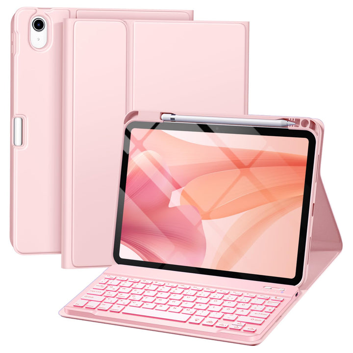 Hülle mit Tastatur für iPad 11 Generation A16/10 Generation (11/10.9 Zoll, 2025/2022), 7-farbige Bel