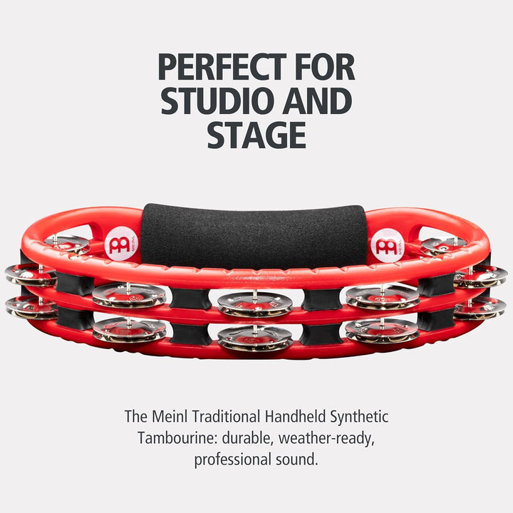 Meinl Percussion TMT1R Tambourine (ABS-Plastik) mit Stahlschellen (2-reihig) - Handmodell, rot