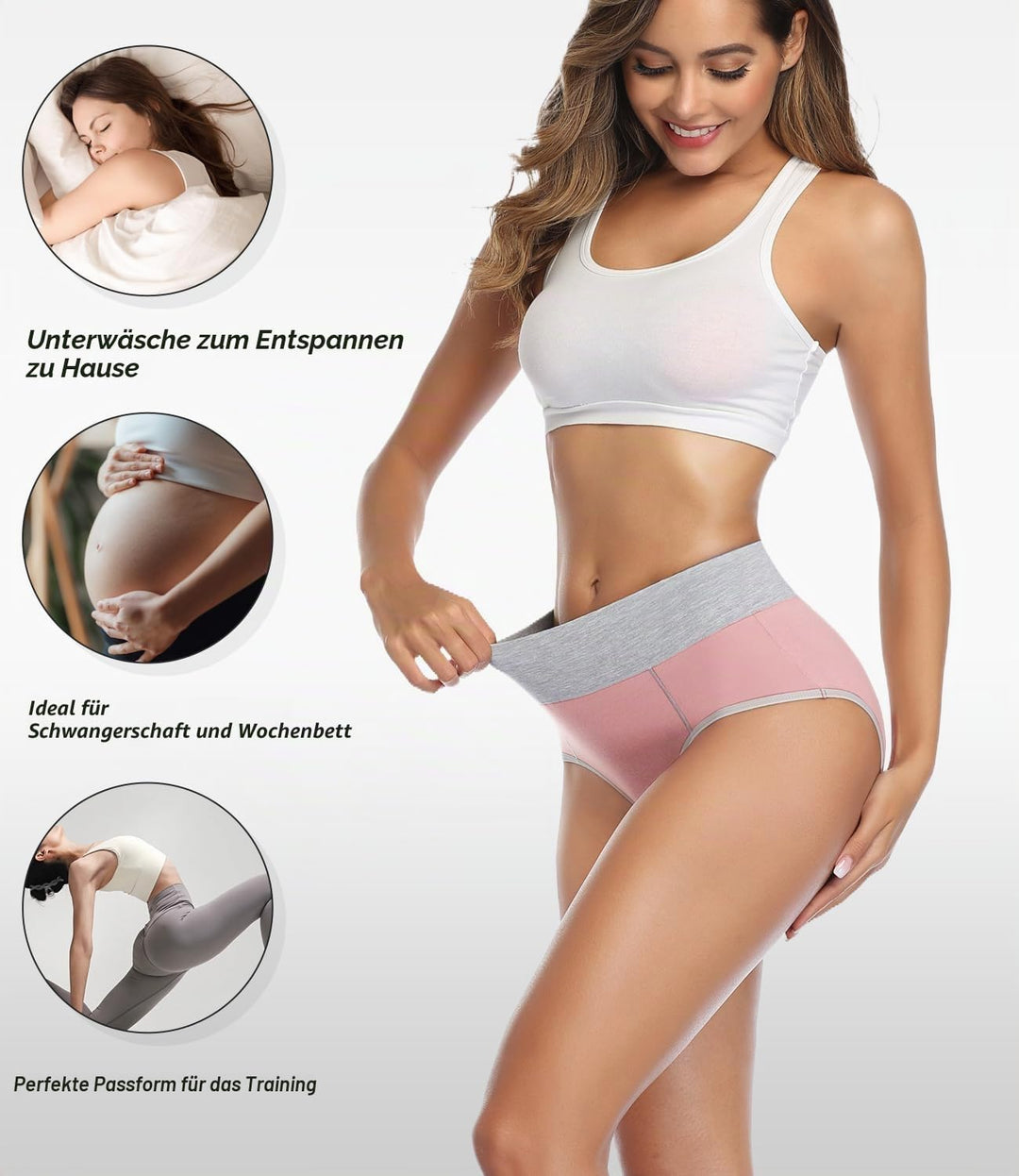 wirarpa Unterhosen Damen Baumwolle Unterwäsche Frauen Taillenslip Hohe Taille Slip 5er Pack M Mehrfa